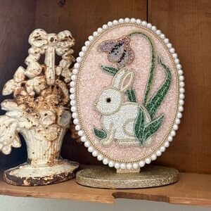 Brand NWT Beaded Rabbit and Flower Easter Spring Decor